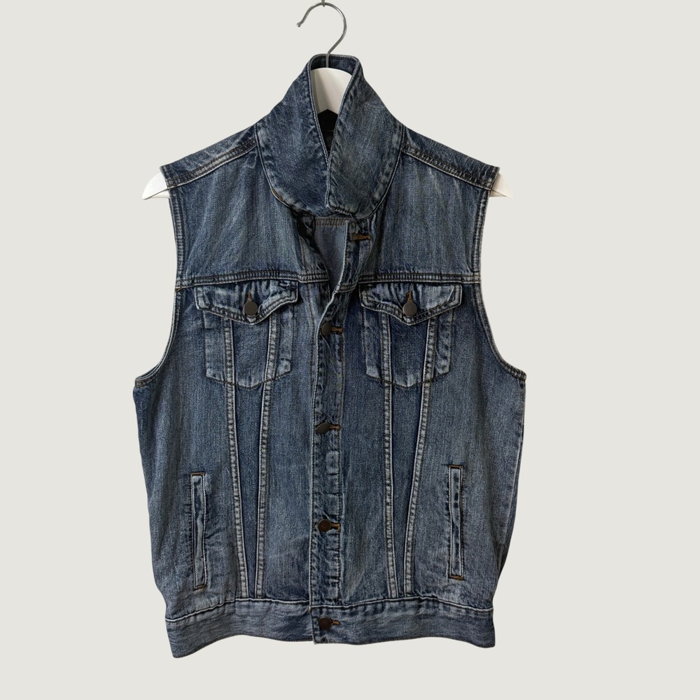 XXX Rude Denim Vest Medium Blue Sleeveless Jacket M Streetwear Grunge Utility